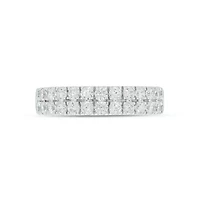 Lab Created 1 Carat Lab-Grown Dazzling Two-Row Diamond Anniversary Ring Sterling Silver