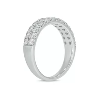 Lab Created 1 Carat Lab-Grown Dazzling Two-Row Diamond Anniversary Ring Sterling Silver