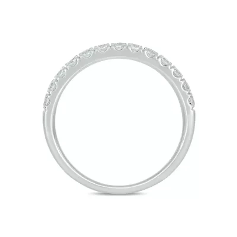 Lab Created 1 Carat Lab-Grown Dazzling Two-Row Diamond Anniversary Ring Sterling Silver