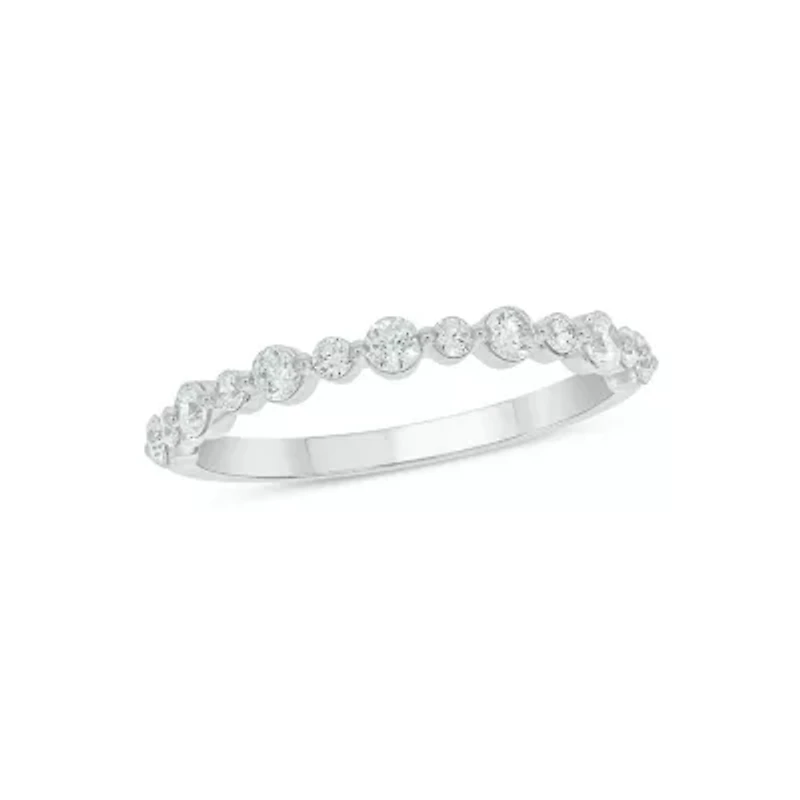 Lab Created 1/ Carat Lab-Grown Diamond Half Bezel Anniversary Ring Sterling Silver