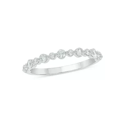 Lab Created 1/ Carat Lab-Grown Diamond Half Bezel Anniversary Ring Sterling Silver