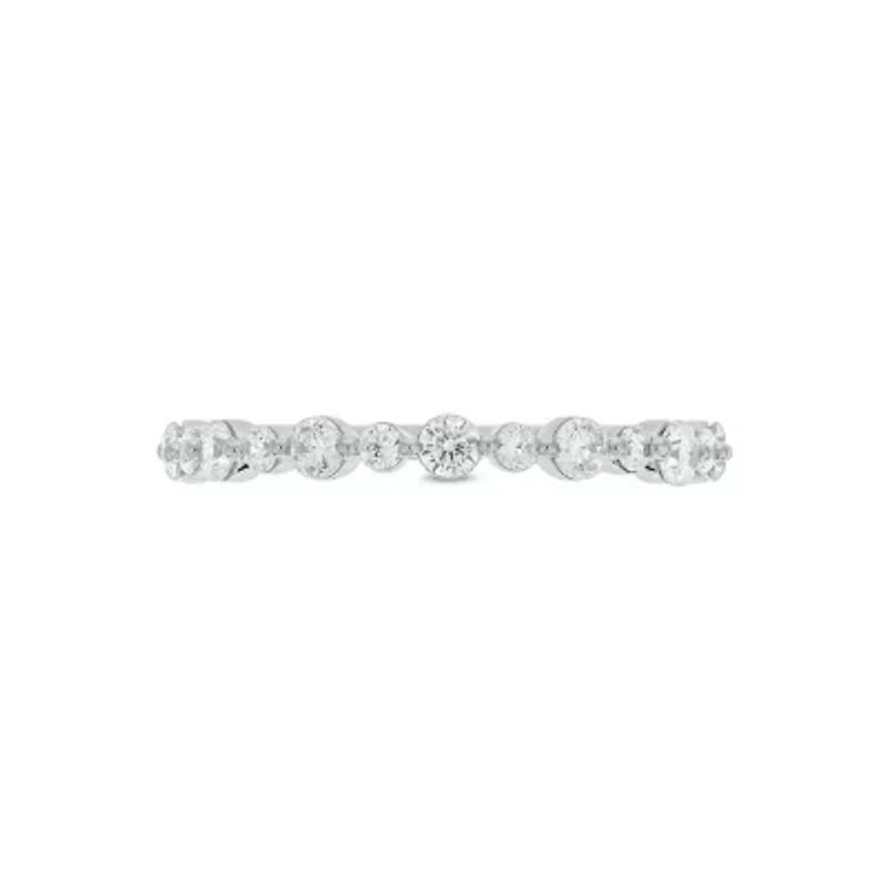 Lab Created 1/ Carat Lab-Grown Diamond Half Bezel Anniversary Ring Sterling Silver