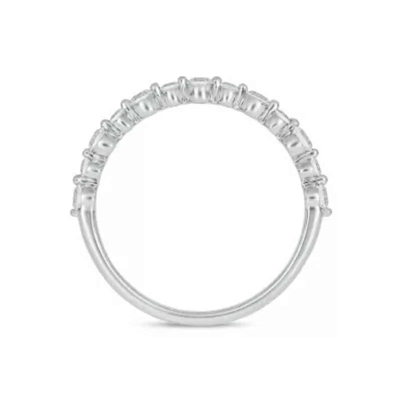 Lab Created 1/ Carat Lab-Grown Diamond Half Bezel Anniversary Ring Sterling Silver