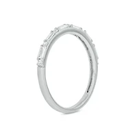 Lab Created 1/4 Carat Lab-Grown Round & Bagutte Anniversary Ring Sterling Silver