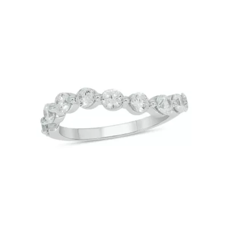 Lab Created 1 Carat Lab-Grown Diamond S Flow Single Prong Anniversary Ring Sterling Silver