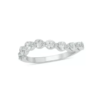Lab Created 1 Carat Lab-Grown Diamond S Flow Single Prong Anniversary Ring Sterling Silver