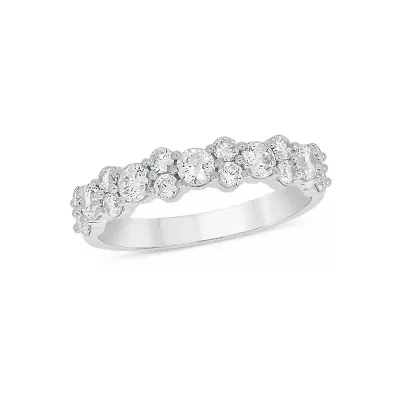 Lab Created 1 Carat Lab-Grown Diamond Elegant Two-Stone Anniversary Ring Sterling Silver