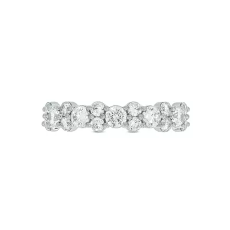 Lab Created 1 Carat Lab-Grown Diamond Elegant Two-Stone Anniversary Ring Sterling Silver