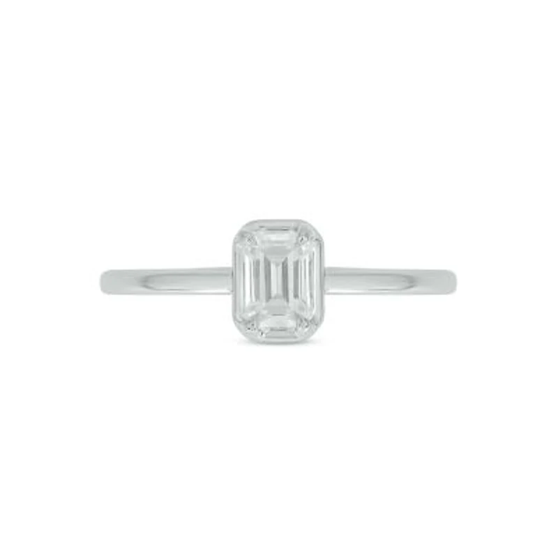 Lab Created 1/3 Carat Lab-Grown Diamond Solitaire Emerald-Cut Ring Sterling Silver
