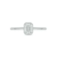 Lab Created 1/3 Carat Lab-Grown Diamond Solitaire Emerald-Cut Ring Sterling Silver