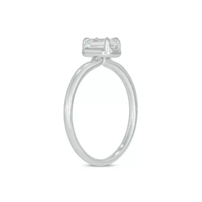 Lab Created 1/3 Carat Lab-Grown Diamond Solitaire Emerald-Cut Ring Sterling Silver