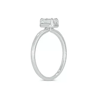 Lab Created 1/3 Carat Lab-Grown Diamond Solitaire Emerald-Cut Ring Sterling Silver