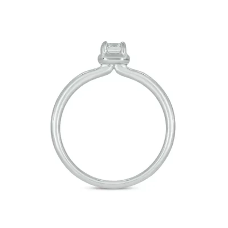 Lab Created 1/3 Carat Lab-Grown Diamond Solitaire Emerald-Cut Ring Sterling Silver