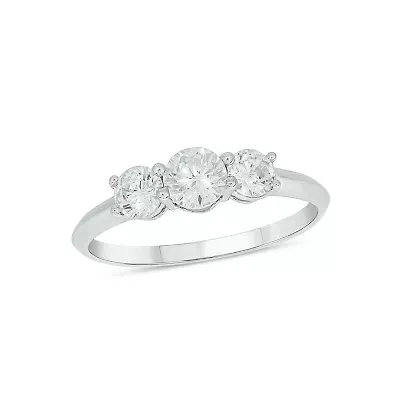 Lab Created 1 Carat Lab-Grown Round Diamond Engagement Ring Sterling Silver