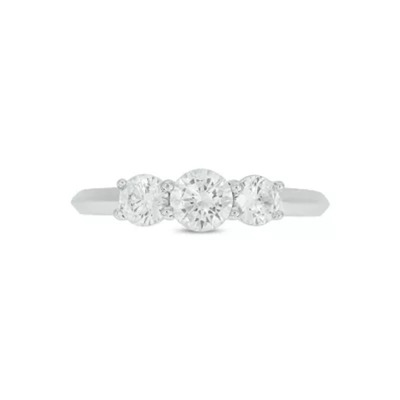 Lab Created 1 Carat Lab-Grown Round Diamond Engagement Ring Sterling Silver
