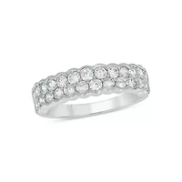 Lab Created 1 Carat Lab-Grown 2 Row Diamond Anniversary Ring Sterling Silver