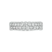 Lab Created 1 Carat Lab-Grown 2 Row Diamond Anniversary Ring Sterling Silver