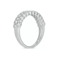 Lab Created 1 Carat Lab-Grown 2 Row Diamond Anniversary Ring Sterling Silver