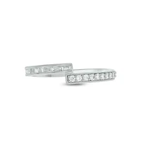 Lab Created 1/4 Carat Lab-Grown Round & Baguette Bypass Fashion Ring Sterling Silver