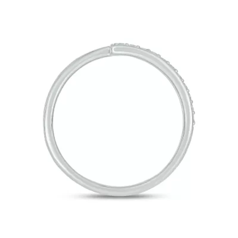 Lab Created 1/4 Carat Lab-Grown Round & Baguette Bypass Fashion Ring Sterling Silver