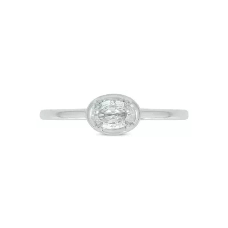 Lab Created 1/3 Carat Lab-Grown Diamond Solitaire Oval Ring Sterling Silver