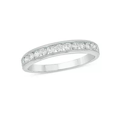 Lab Created 1/2 Carat Lab-Grown Diamond Channel Band  Anniversary Ring Sterling Silver