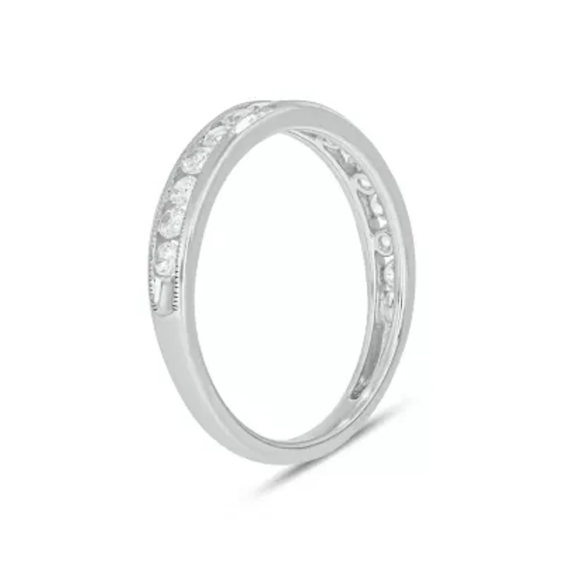 Lab Created 1/2 Carat Lab-Grown Diamond Channel Band  Anniversary Ring Sterling Silver