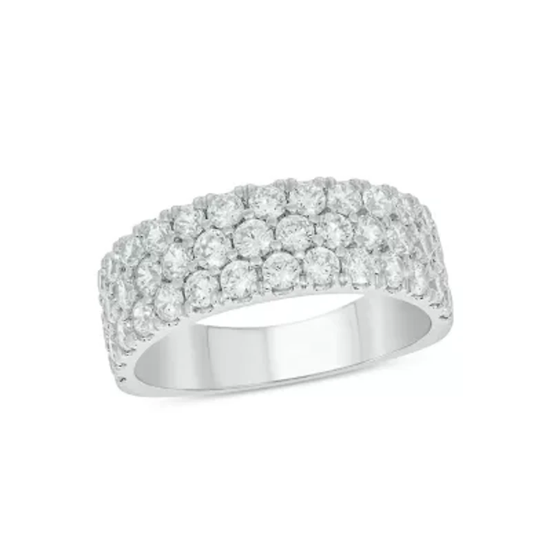 Lab Created 2 Carat Lab-Grown Multi-Row Diamond Anniversary Ring Sterling Silver