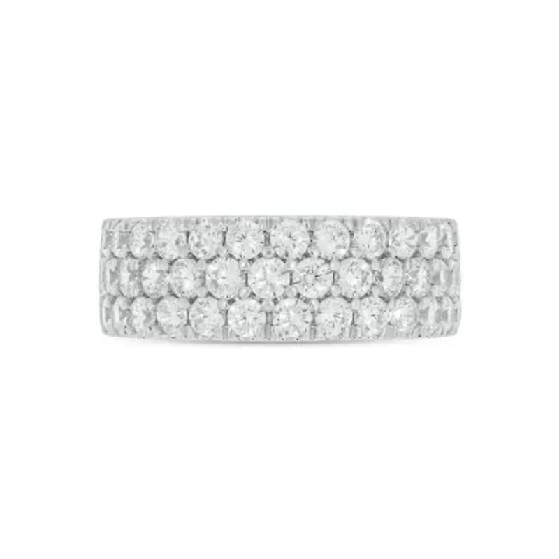 Lab Created 2 Carat Lab-Grown Multi-Row Diamond Anniversary Ring Sterling Silver