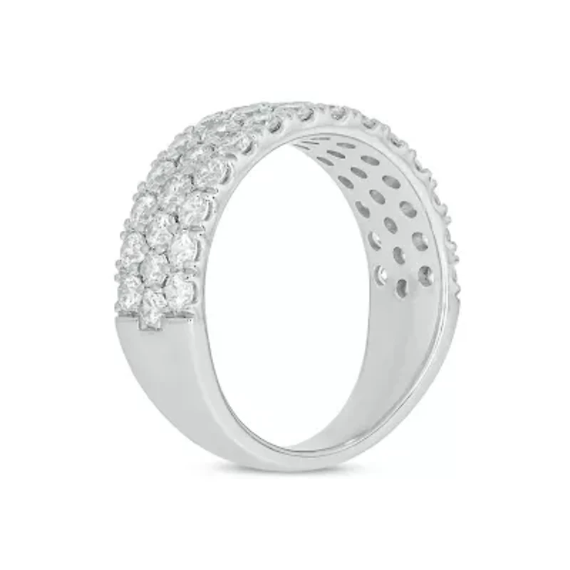 Lab Created 2 Carat Lab-Grown Multi-Row Diamond Anniversary Ring Sterling Silver