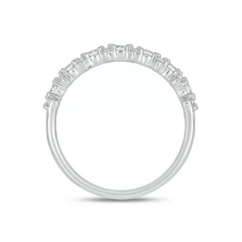 Lab Created 1/2 Carat Lab-Grown Diamond Elegant Two-Stone Anniversary Ring Sterling Silver