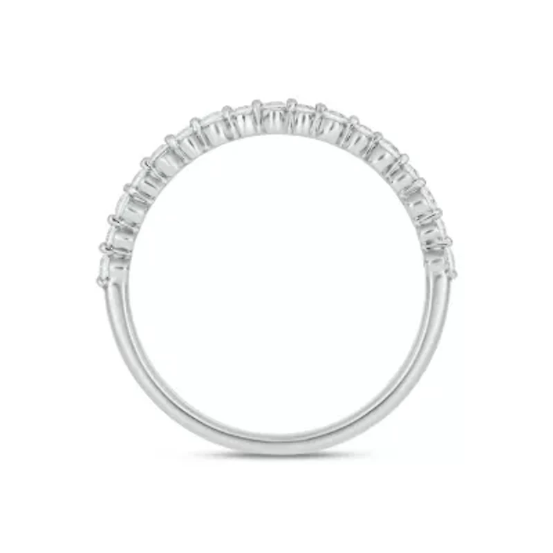 Lab Created 1/ Carat Lab-Grown Diamond Half Bezel Anniversary Ring Sterling Silver