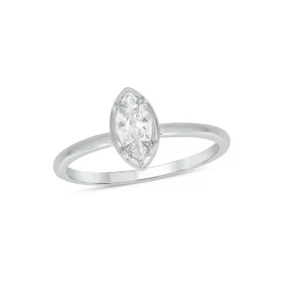 Lab Created 1/3 Carat Lab-Grown Diamond Marquise Solitaire Ring Sterling Silver