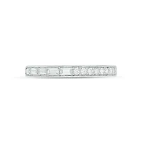 Lab Created 1/4 Carat Lab-Grown Round & Baguette Anniversary Band Ring Sterling Silver