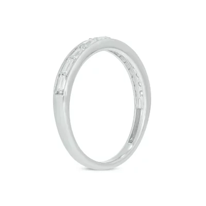 Lab Created 1/4 Carat Lab-Grown Round & Baguette Anniversary Band Ring Sterling Silver