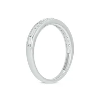 Lab Created 1/4 Carat Lab-Grown Round & Baguette Anniversary Band Ring Sterling Silver