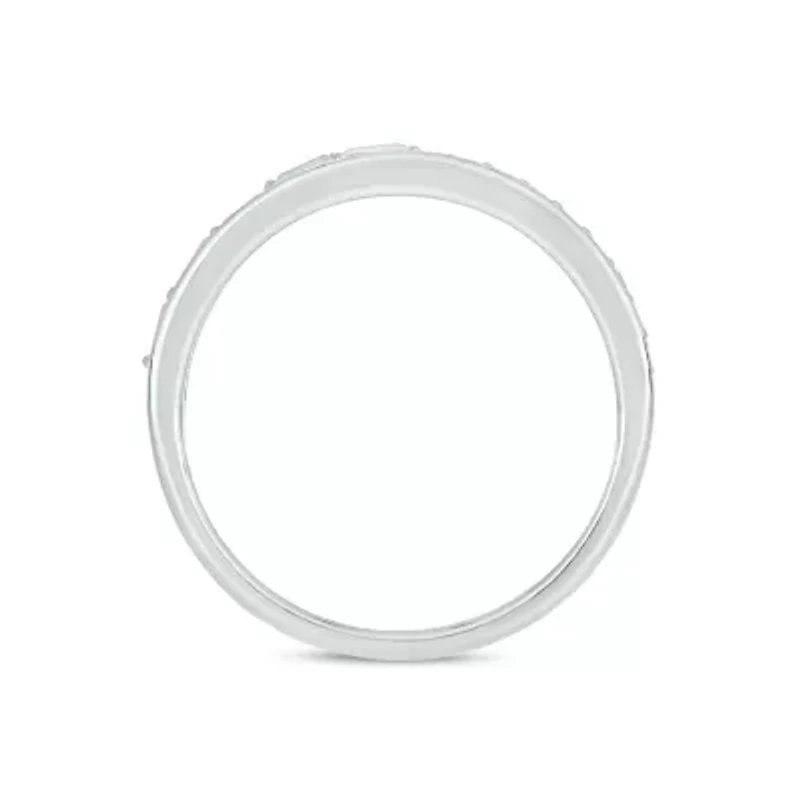 Lab Created 1/4 Carat Lab-Grown Round & Baguette Anniversary Band Ring Sterling Silver
