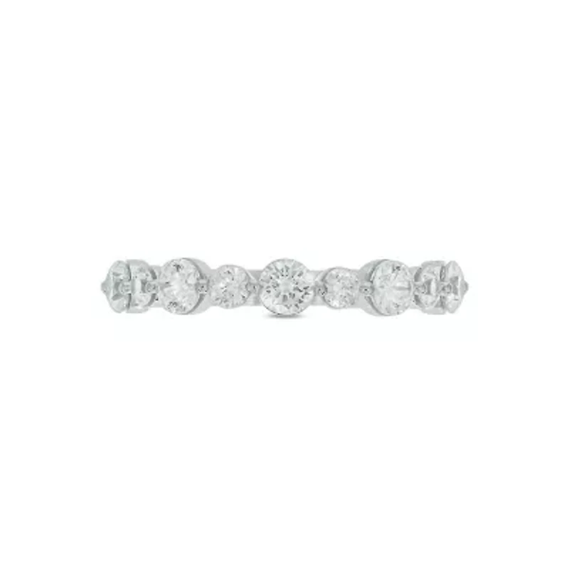 Lab Created 1/ Carat Lab-Grown Diamond Half Bezel Anniversary Ring Sterling Silver