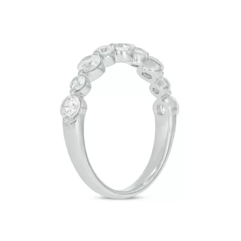 Lab Created 1/ Carat Lab-Grown Diamond Half Bezel Anniversary Ring Sterling Silver