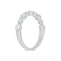 Lab Created 1/ Carat Lab-Grown Diamond Half Bezel Anniversary Ring Sterling Silver