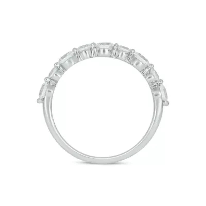 Lab Created 1/ Carat Lab-Grown Diamond Half Bezel Anniversary Ring Sterling Silver