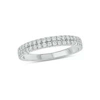 Lab Created 1 Carat Lab-Grown Dazzling Two-Row Diamond Anniversary Ring Sterling Silver