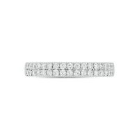 Lab Created 1 Carat Lab-Grown Dazzling Two-Row Diamond Anniversary Ring Sterling Silver