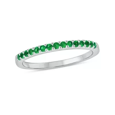 Natural Emerald Stackable Ring Band Sterling Silver