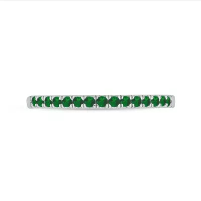 Natural Emerald Stackable Ring Band Sterling Silver