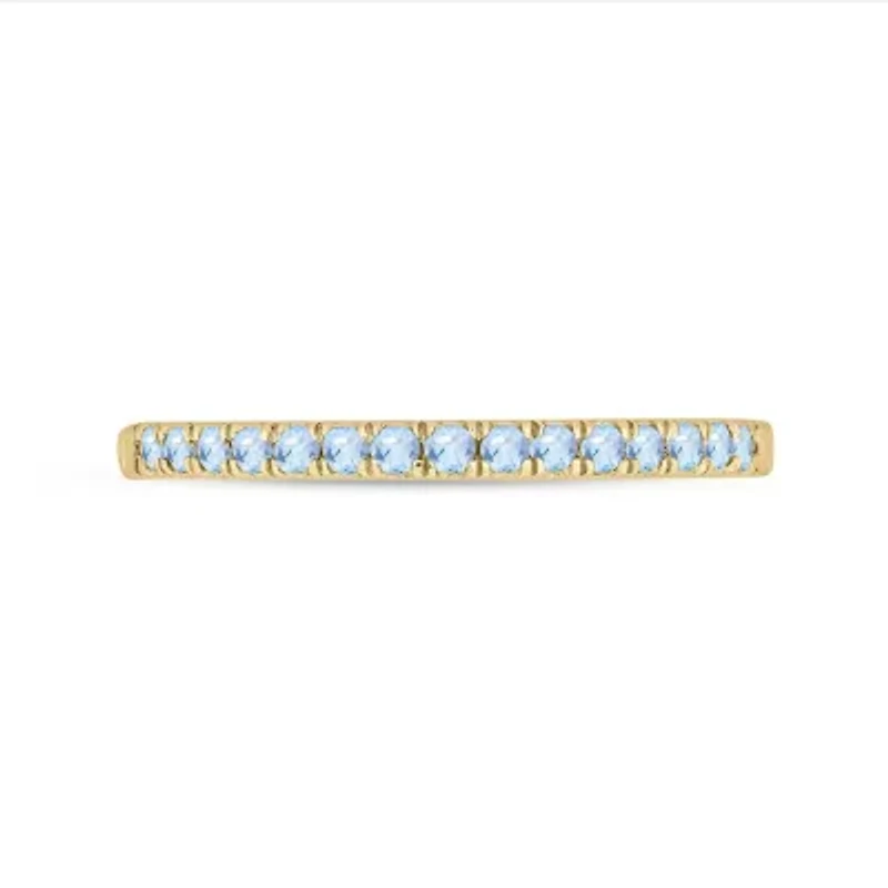 Natural Aquamarine Stackable Ring Band Sterling Silver