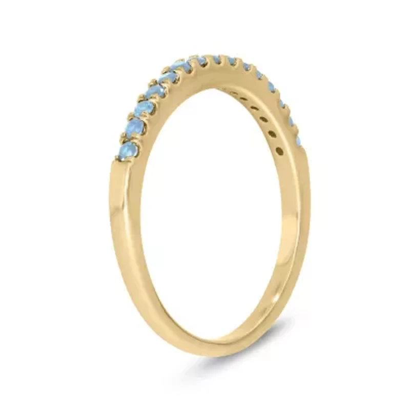 Natural Aquamarine Stackable Ring Band Sterling Silver