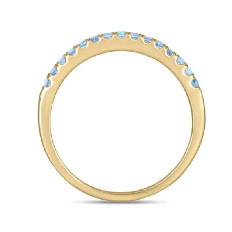 Natural Aquamarine Stackable Ring Band Sterling Silver