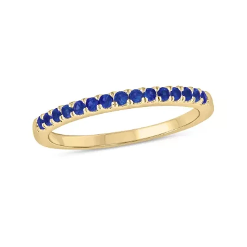 Natural Blue Sapphire Stackable Ring Band Sterling Silver