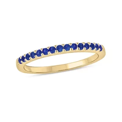 Natural Blue Sapphire Stackable Ring Band Sterling Silver